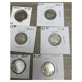 (6) Buffalo Head Nickels - Various Years