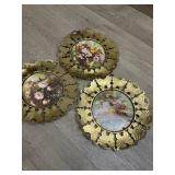 Set of 3 Brass Butterfly Framed Wall Plaques