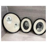 ((3) Oval Picture Frames w/ Pictures