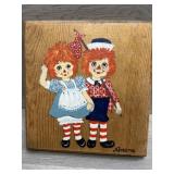 Raggedy Ann & Andy Hand Painted 6x6 Wall Picture