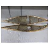 VINTAGE PAIR WOODEN SNOWSHOES BENTWOOD FRAME
