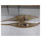 OLD PAIR WOODEN SNOWSHOES BENTWOOD FRAME