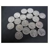 20  1947 CANADA 5 CENT COINS