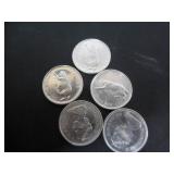 5 SILVER 1967 CANADA CENTENNIAL 25 CENT COINS
