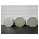 3 SILVER 925 CANADA 25 CENT COINS 1919-1909-1918