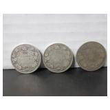 3 SILVER 925 CANADA 25 CENT COINS 1920-1917-1918