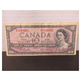 1954 CANADA 10 DOLLAR BANK NOTE