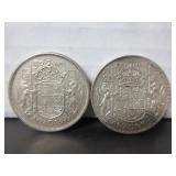 2 SILVER CANADA 50 CENT COINS 1951 & 1958