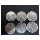 6 SILVER CANADA 1967 CENTENNIAL 25 CENT COINS