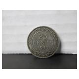 SILVER 1917 NEWFOUNDLAND 25 CENT COIN