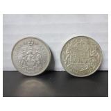 2 SILVER CANADA 50 CENT COINS 1952 & 1959