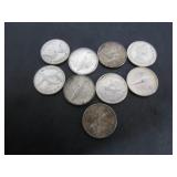 9 SILVER 1967 CANADA CENTENNIAL 10 CENT COINS