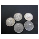 5 SILVER CANADA 1967 CENTENNIAL 25 CENT COINS