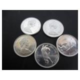 5 SILVER 1967 CANADA CENTENNIAL 25 CENT COINS