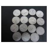 15 SILVER CANADA 1968 10 CENT COINS 50% SILVER
