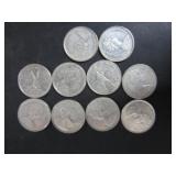 10 SILVER 1968 CANADA 25 CENT COINS