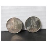 2 SILVER 1967 CANADA CENTENNIAL 50 CENT COINS