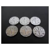 5-1945 & 1-1944 VICTORY CANADA 5 CENT COINS