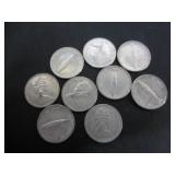 9 SILVER 1967 CANADA CENTENNIAL 10 CENT COINS