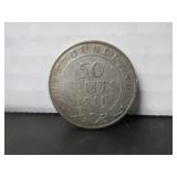 1911 .925 SILVER NEWFOUNDLAND 50 CENT COIN