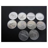 10 SILVER 1967 CANADA CENTENNIAL 10 CENT COINS