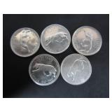 5 SILVER CANADA CENTENNIAL 25 CENT COINS