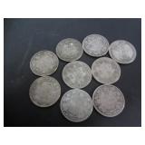 9 SILVER EARLY CANADA 25 CENT COINS