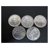 5 SILVER 1967 CANADA CENTENNIAL 25 CENT COINS