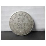 1909 .925 SILVER NEWFOUNDLAND 50 CENT COIN