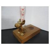 OLD METAL DOG-WALNUT BASE PIPE HOLDER