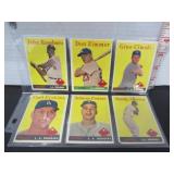 6 1958 TOPPS DODGERS BASEBALL CARDS
