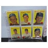 6 1958 TOPPS DODGERS BASEBALL CARDS