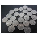 23 1947 MAPLE LEAF CANADA 5 CENT COINS