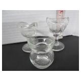 3 VINTAGE GLASS EYEWASH CUPS