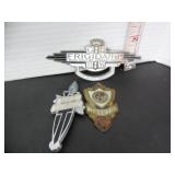 3 VINTAGE METAL FRIDGE NAME PLATES