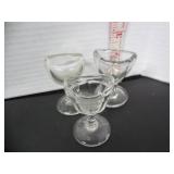 3 VINTAGE GLASS EYE WASH MEDICAL CUPS