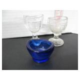 3 VINTAGE GLASS EYE WASH MEDICAL CUPS