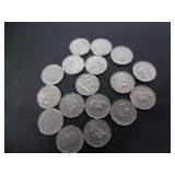 17 1947 CANADA 5 CENT COINS