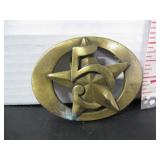 OLD METAL 5 STAR WHISKEY ADV. BELT BUCKLE