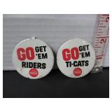 2 RARE COCA COLA CFL FOOTBALL PINBACK BUTTONS
