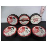 6 OLDER DETROIT RED WINGS NHL HOCKEY PUCKS