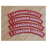 4 RARE CLOTH CANADIAN GUARDS SHOULDER TITLES