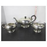 STERLING SILVER BIRKS TEAPOT, CREAM & SUGAR SET