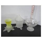 3 ANTIQUE FROSTED DISHES