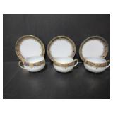 3 ANTIQUE HANDPAINTED MINTON CUPS & SAUCERS