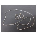 .925 STERLING SILVER NECKLACE & EARINGS