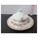 ROYAL ALBERT VINTAGE DIMITY ROSE BUTTER DISH
