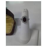 18 KT WHITE GOLD RUBY AND DIAMOND RING