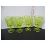 4-URANIUM GLASS GOBLETS