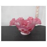 VINTAGE CRANBERRY OPALESCENT COIN DOT BOWL